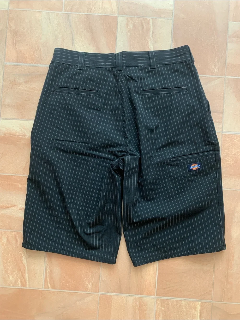Dickies Men’s Black & White Pinstripe 34 Flat Front Shorts